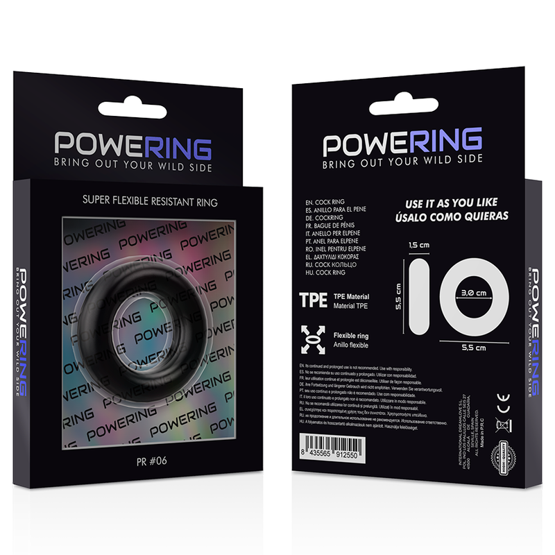 POWERING - anneau pénis super flexible et résistant 5,5cm pr06 noir