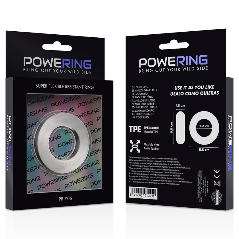 POWERING - anneau pénis super flexible et résistant 5,5cm pr06 clair