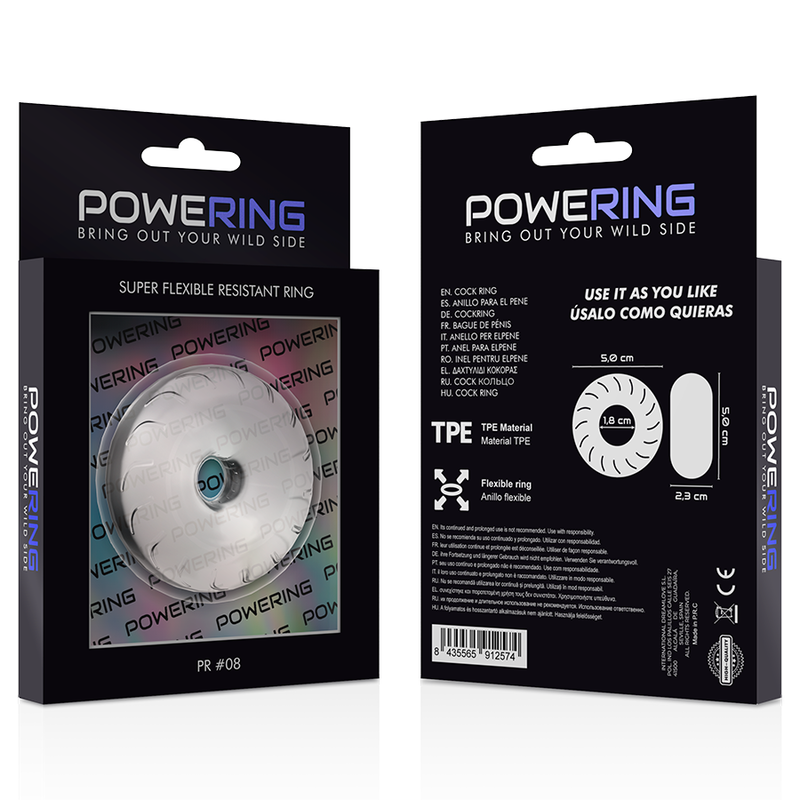 POWERING - anneau pénis super flexible et résistant 5cm pr08 clair