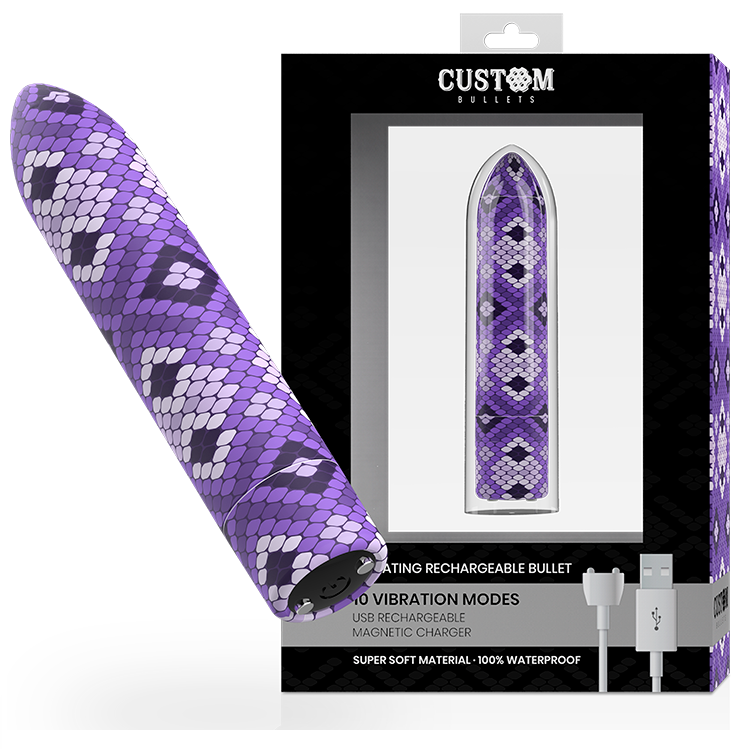 CUSTOM BULLETS - vibromasseur magnétique rechargeable serpent violet 10 intensités