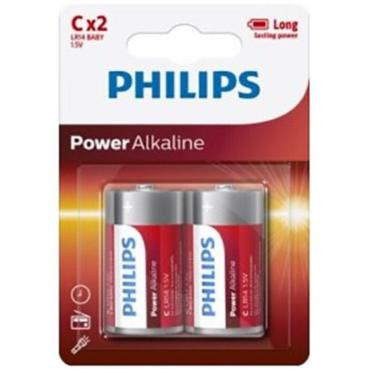 PHILIPS - plaquette PHILIPS POWER pile alcaline c LR14 * 2