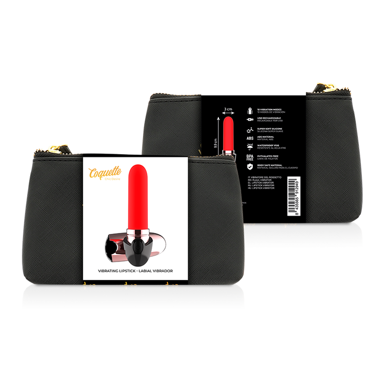 COQUETTE TOYS  - vibromasseur rechargeable rouge a lèvres noir/ or