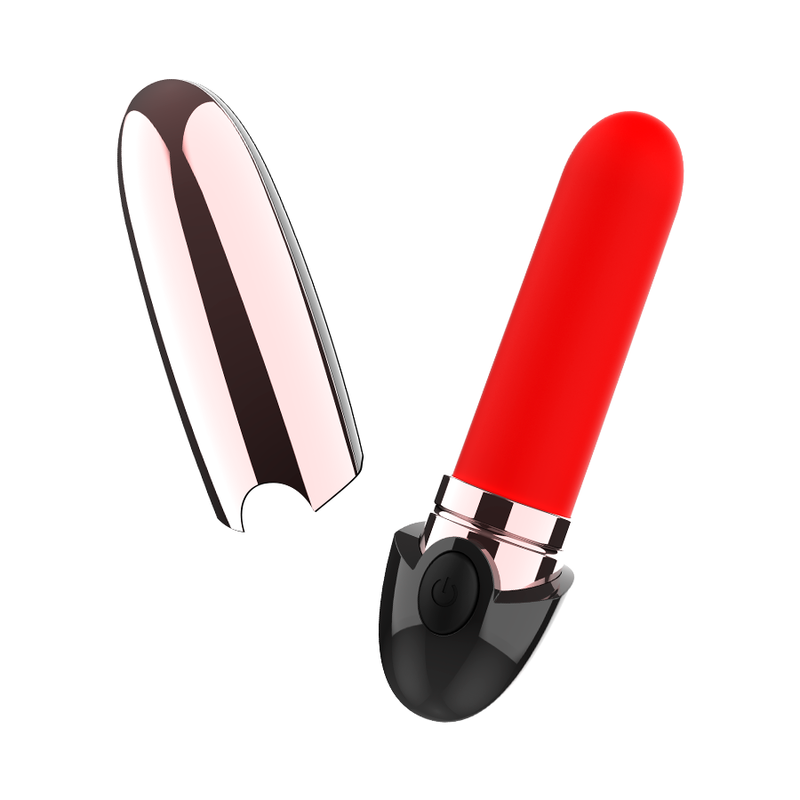 COQUETTE TOYS  - vibromasseur rechargeable rouge a lèvres noir/ or