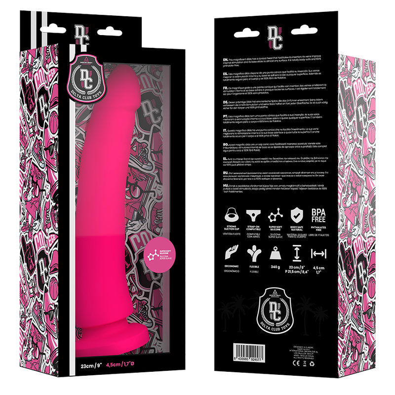 DELTA CLUB - TOYS gode hypoallergénique rose en silicone 23 cm -o- 4.5 cm