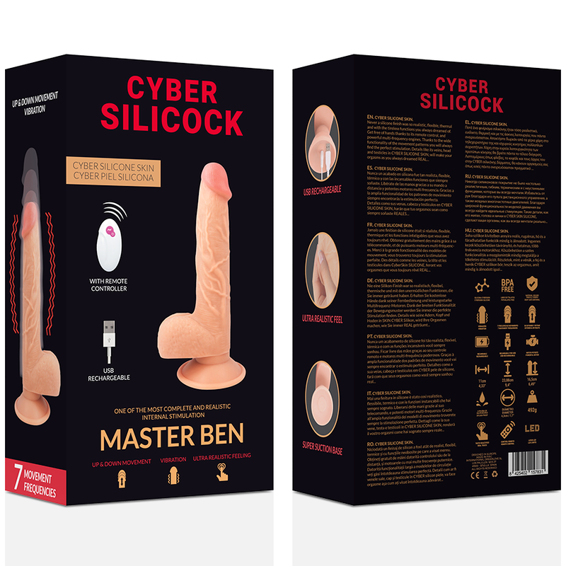 CYBER SILICOCK - vibromasseur réaliste télécommandé MR BEN 23.88 cm -o- 4.3 cm