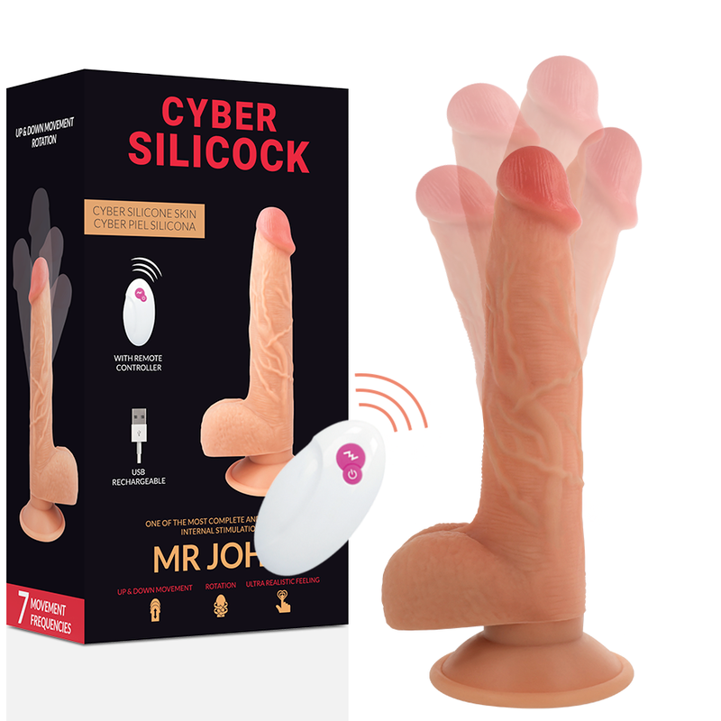 CYBER SILICOCK - vibromasseur réaliste télécommandé MR JOHN 23.88 cm -o- 4.3 cm