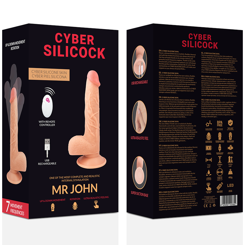 CYBER SILICOCK - vibromasseur réaliste télécommandé MR JOHN 23.88 cm -o- 4.3 cm