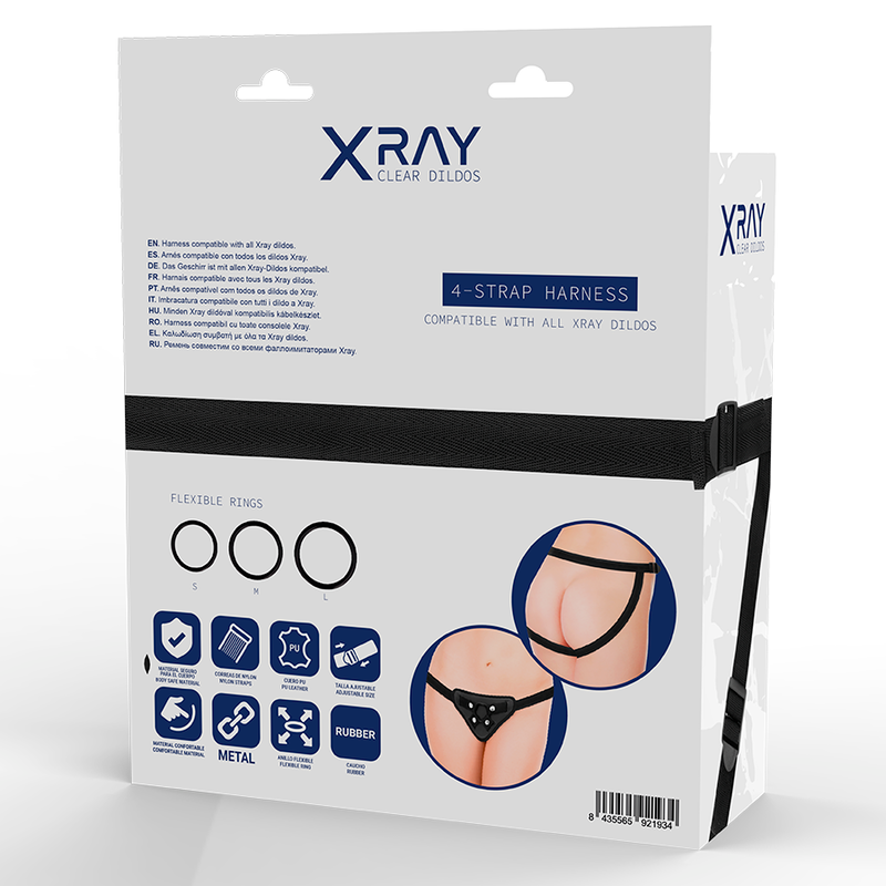 X RAY - harnais gode-ceinture avec anneaux en silicone