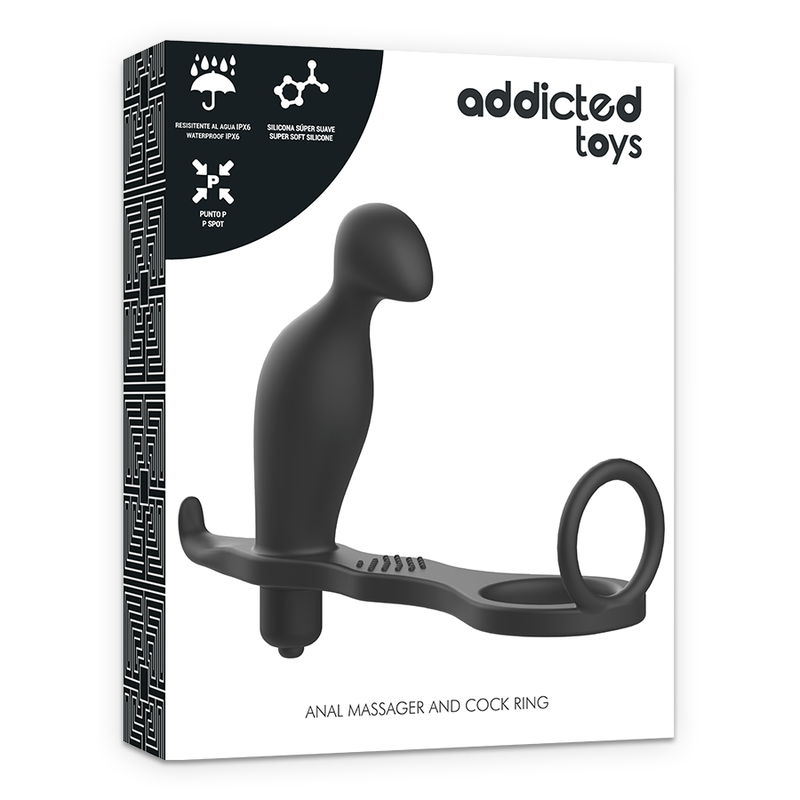 ADDICTED TOYS - plug anal avec anneau en silicone noir 12 cm