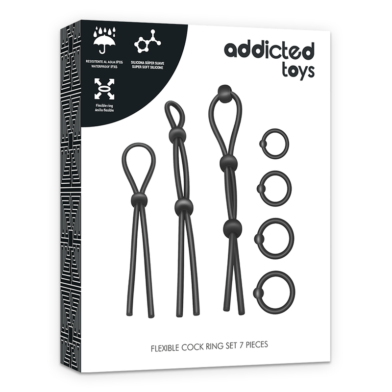 ADDICTED TOYS - ensemble d'anneaux pénien flexible en silicone 7 pièces